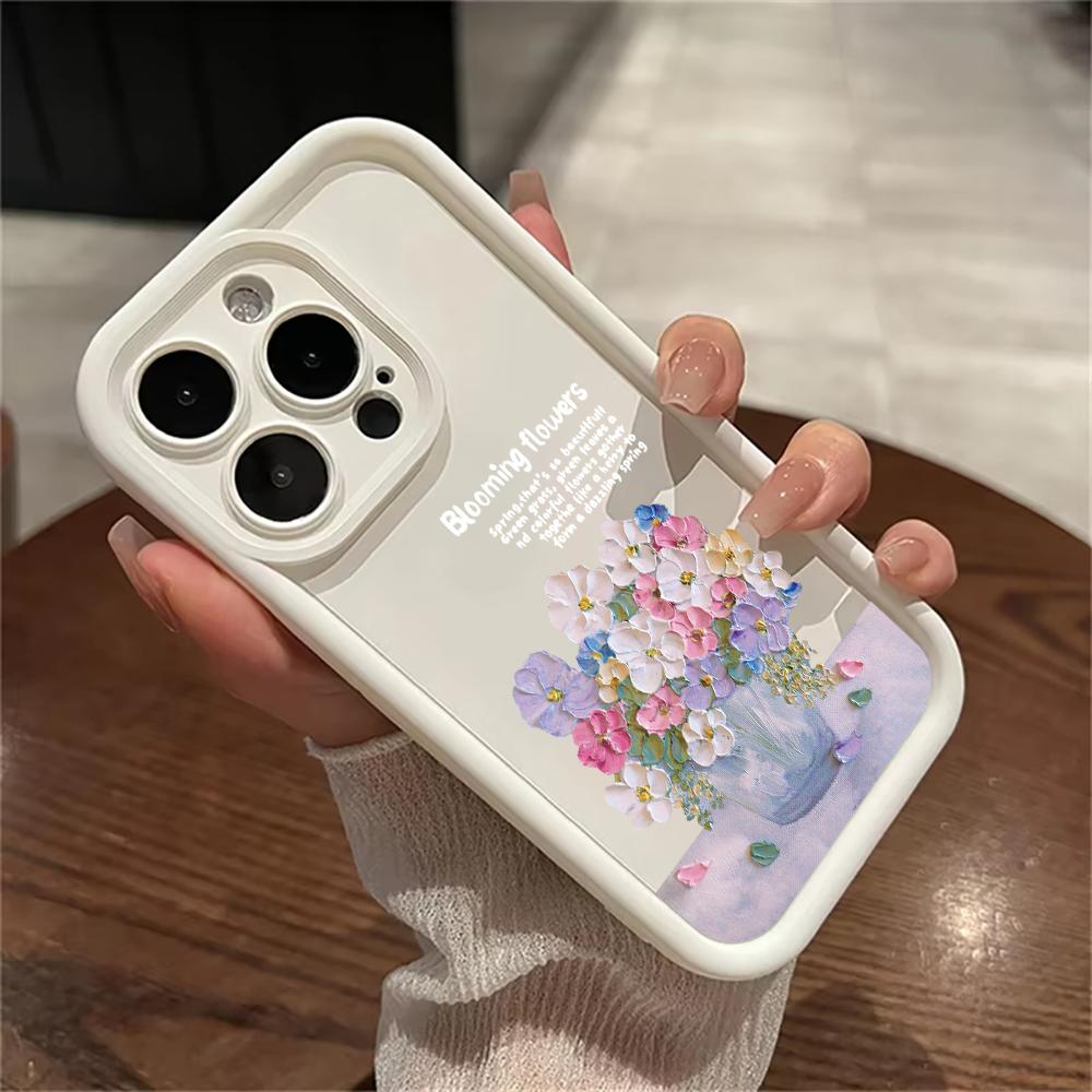 Модный и яркий чехол-букет для телефона iPhone 15 Pro Max 11 12 13 16 14 Plus Силиконовый противоударный чехол Защитная оболочка для объектива
