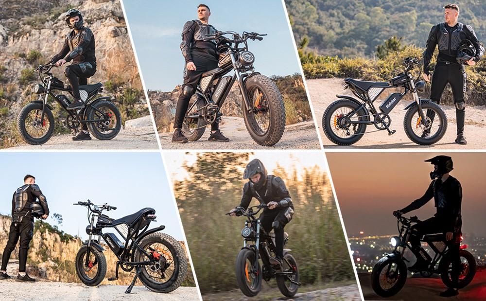 Мини-электрический велосипед Ridstar Q20, двигатель мощностью 1000 Вт, аккумулятор 48 В, 15 Ач, толстые шины 20*4,0 дюйма, максимальная скорость 40 км/ч, запас хода 80 км, вилка с передней подвеской