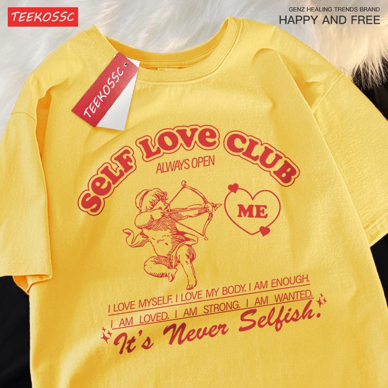 Родитель Ребенок Футболка с Коротким Рукавом Self Love Club Веселый Купидон Хлопок Повседневная Мягкая Уличная Хип-Хоп Одежда Летняя Свободная Семейная Футболка