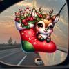 Christmas Reindeer Ornaments 2D Flat Acrylic Car Mirror Pendant Festive Holiday Home Tree Decorations