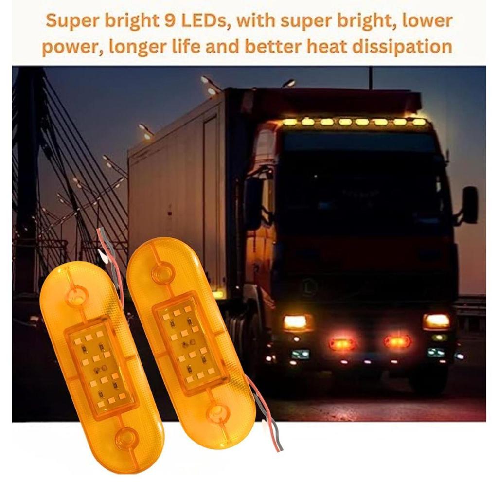 8PCS Amber LED Rear Side Marker Clearance Lights 12V for Truck Trailer RV Bus Boat | Waterproof Flat Base