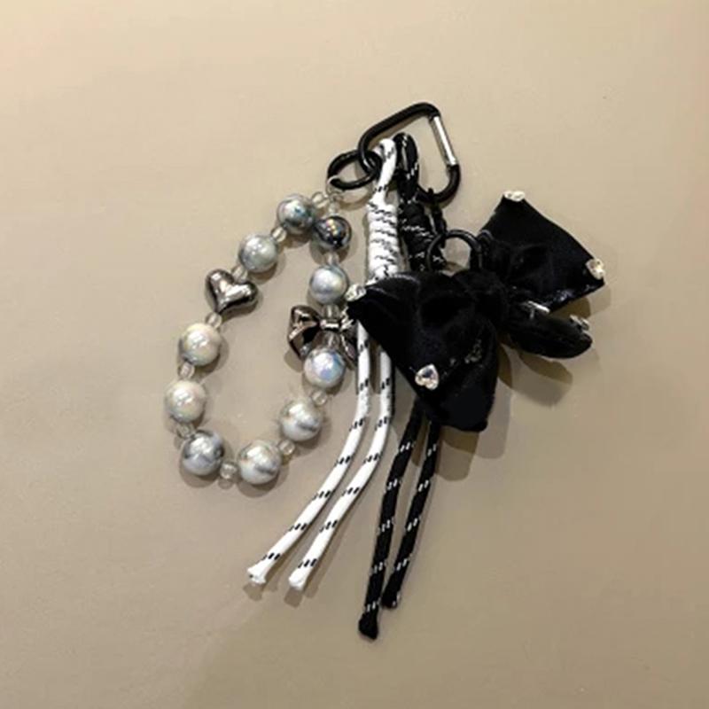 Yogodlns Bow Beaded Bag Hanging Fashion Design Braided Rope Woven Handbag Backpack Pendant