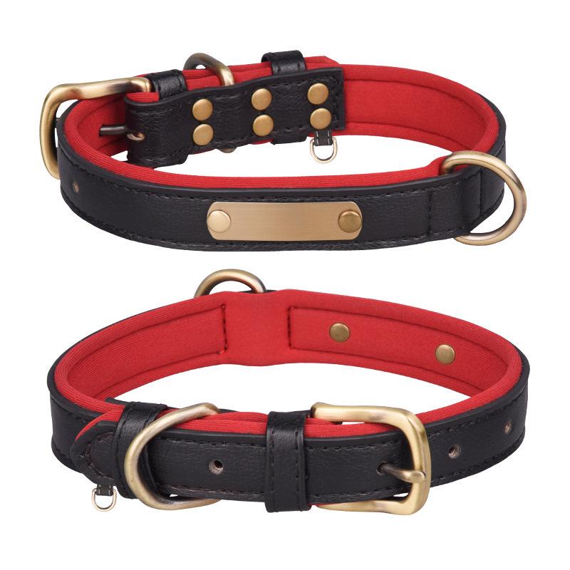 Laser-Engraved Leather Dog Collar with ID Tag for Small & Medium Dogs - Anti-Lost Pet Neck Band