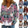 Women's Fashion Short Coat Casual Long Sleeve Printed Single Breasted Plush Top