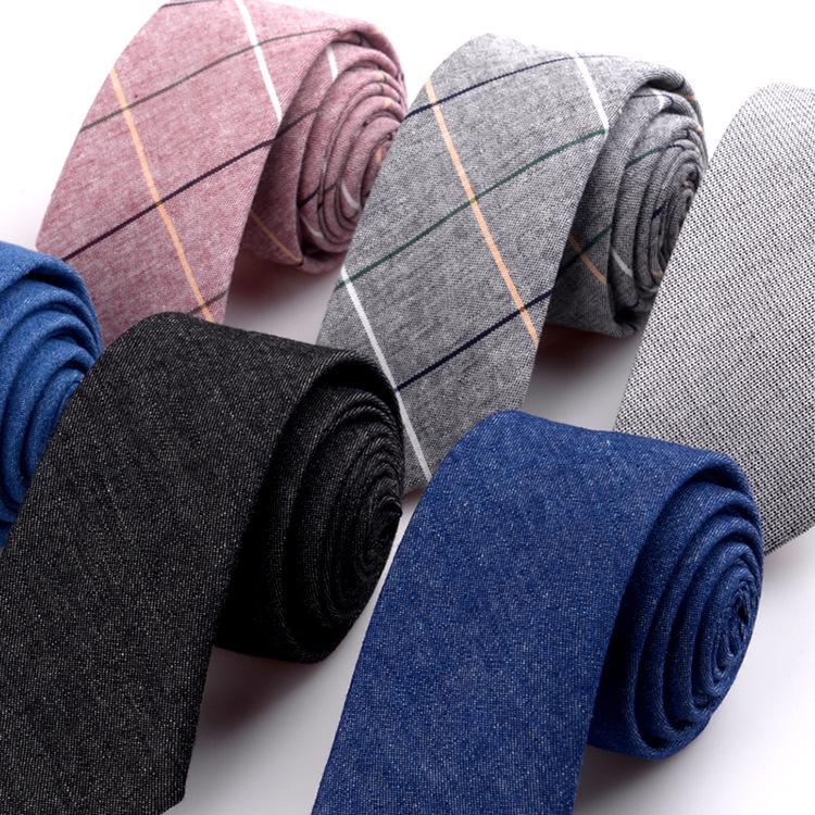 New Plaid Twill Cotton Tie: Men's Business Casual Korean Style for Weddings