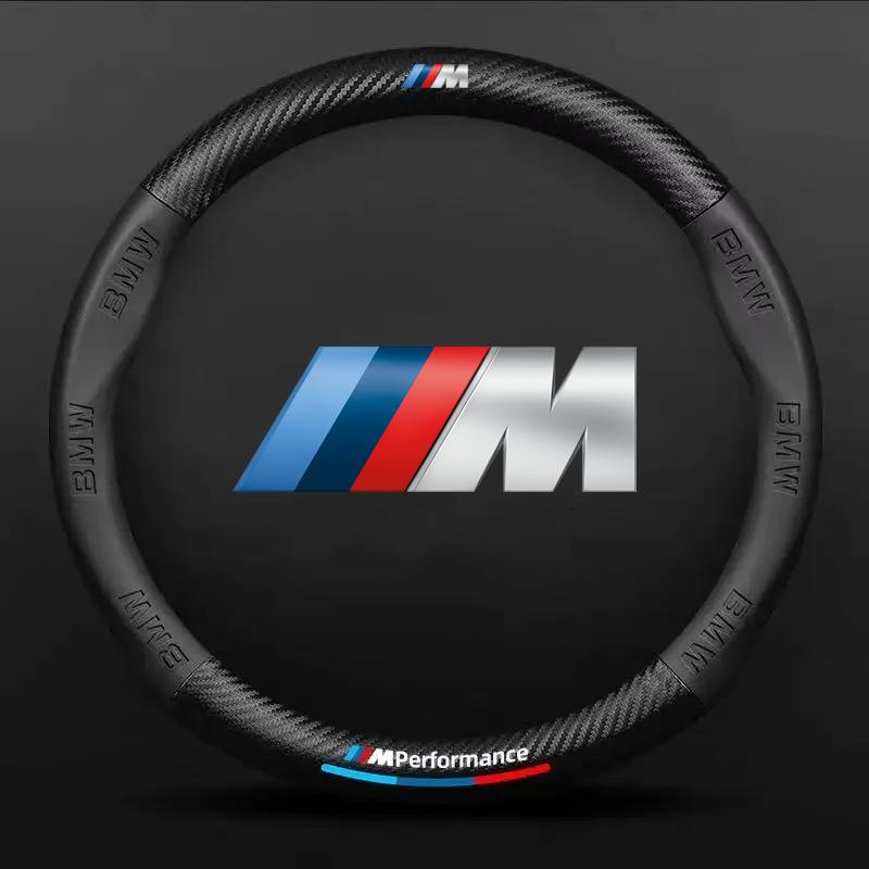 BBKC8 For Bmw E46 E90 E60 F10 F30 E39 E36 F20 E87 F20 F40 E88 M Performance M2 M3 M4 M5 M6 3D Embossing Car Logo Steering Wheel Cover