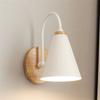 Living Room Iron Modern Nordic Wall Lamp Wood Bedside Wall Light Solid Color