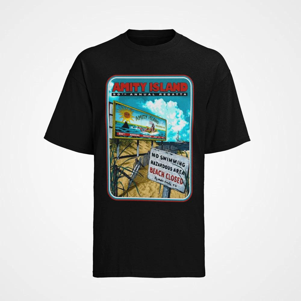Amity Island Retro Movie Horror Unisexs Tshirt Cotton Sxxxl Jaws Iconic Theme