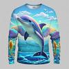 Hot Sale Colourful 3D Dolphin Men's Women's Kids Fashion Slim T Shirt 3D Printing Long Sleeve Casual Top Plus Size 100~6xl Shirt