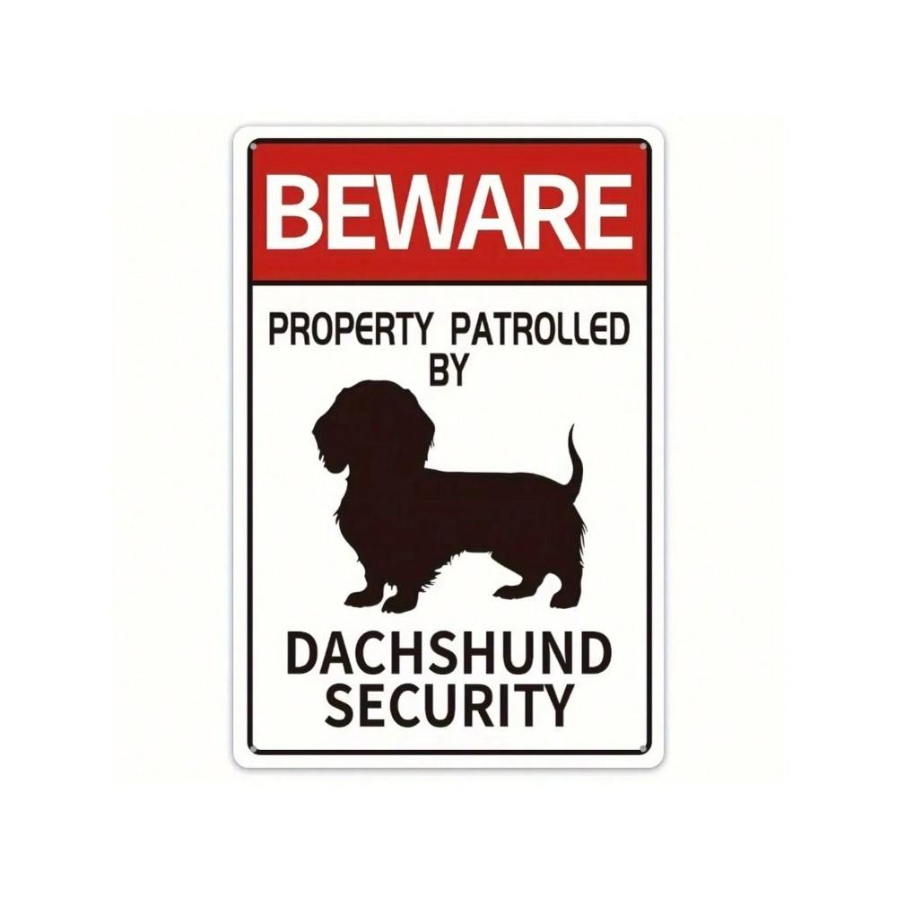 DachshundDecor Металлическая табличка 'Такса Охрана' 20x30см Винтажный Декор для Улицы Бара Кофейни Дома Патио Сада Табличка