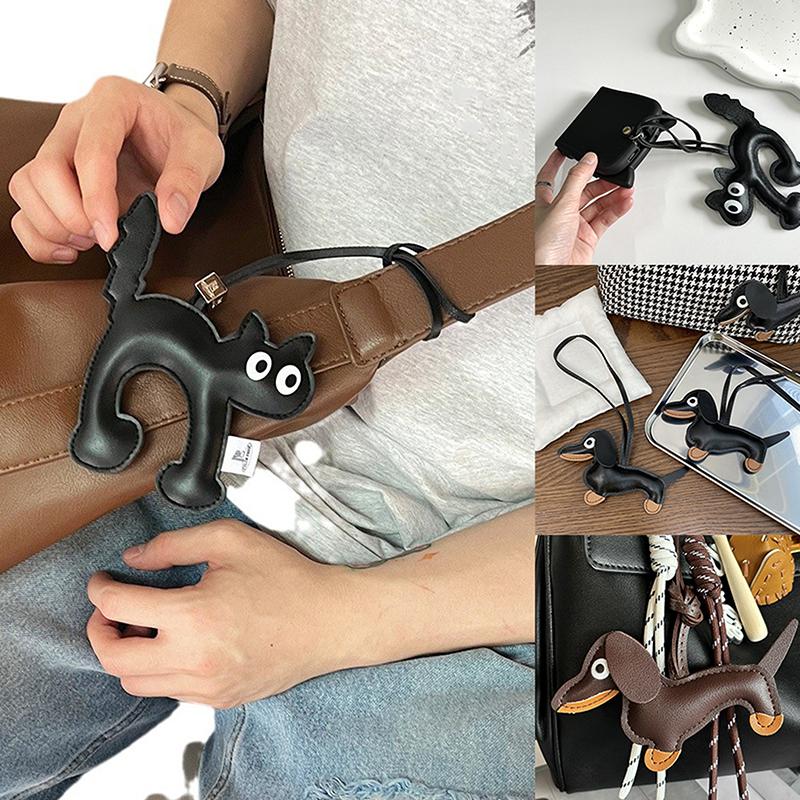 Брелок для ключей в виде собаки таксы из искусственной кожи, брелки для женщин, подвеска на сумку, ювелирное изделие, брелок для ключей, держатель для ключей в подарок