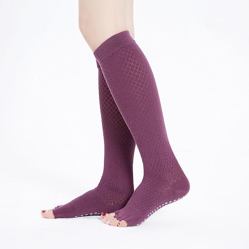 Длинные нескользящие чулки с пятью пальцами, высокие носки до колена, женские, осенние, зимние, спортивные, танцевальные, йога, пилатес, носки с пальцами
