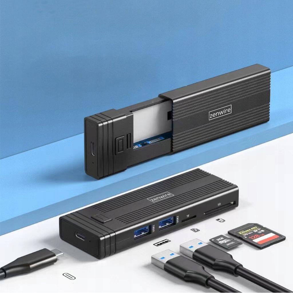 Obudowa Na Dysk Hub Usb-C 7W1 Ssd M.2 Nvme Pcie Sata Sd Adapter Kieszeń M2 Zenwire Hub63