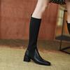 Осень-зима вязаные длинные сапоги женские гольфы обувь женская мода слипоны на высоком каблуке ретро эластичные ботинки женские