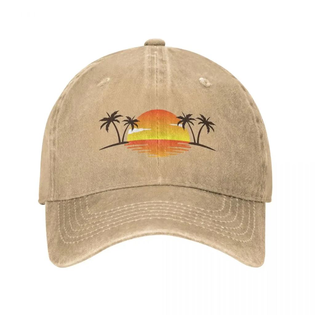 Бейсболка Beach Palm Tree Washed Sunrise Sunset Casual Trucker Hat Spring Men Adult Peaking Fishing Custom Logo Baseball Caps