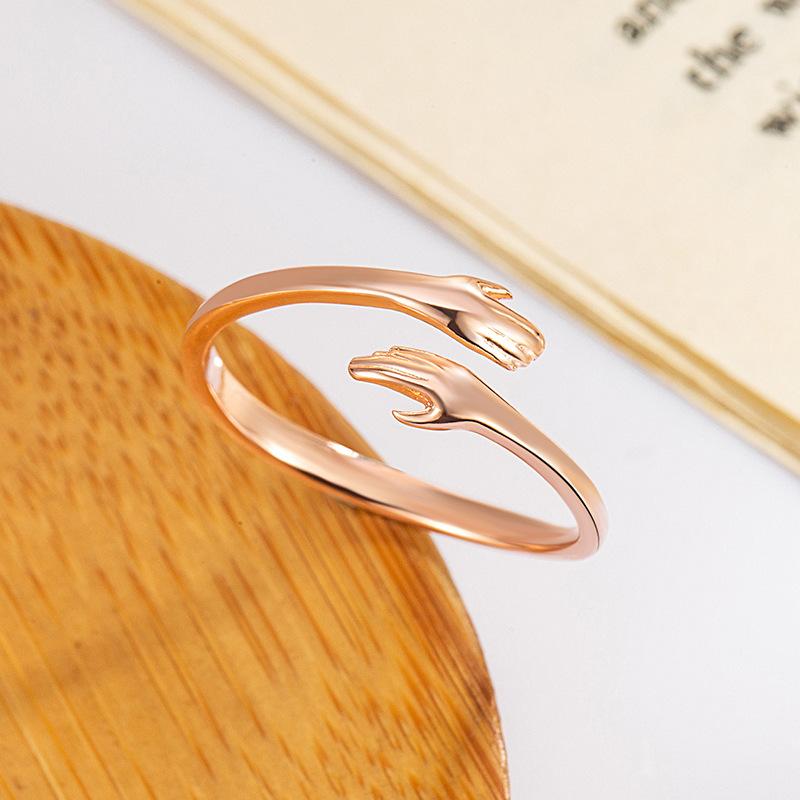 Модное и минималистичное простое кольцо, женское кольцо для пальца «объятия любви», кольцо с открытым ртом в европейском и американском стиле