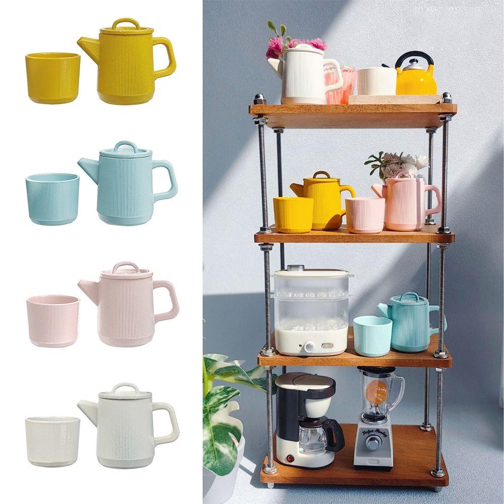 1/6 Doll Kettle Cup Set Alloy Miniature Drinkware Creative Dollhouse Teapot