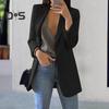 Women Suit Coat Lapel Long Sleeve Open Front Suit Jacket Solid Color Urban Style Spring Autumn Business Outerwear