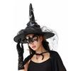 Witch Hat Mesh Yarn Cover Butterflies Design Women Cosplay Hat Halloween Theme Magical Mystery Accessory