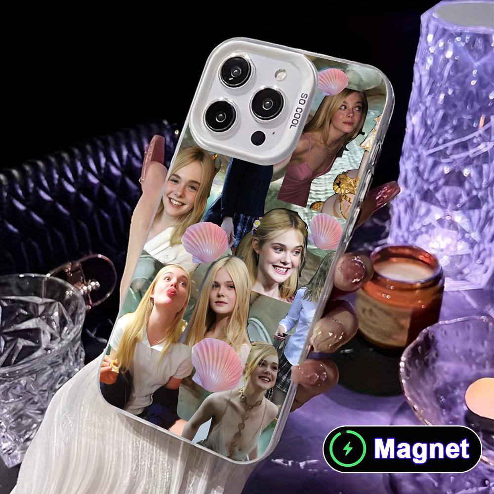 Elle Fanning White Translucent MagSafe Mobile Phone Case for iPhone 17 16 15 14 13 12 11 X XR XS Air Pro Max Plus Cover