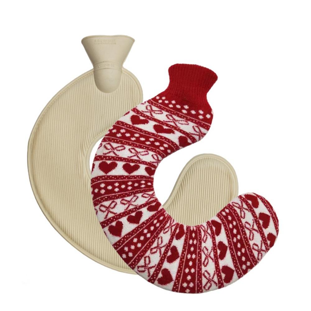 Household Leak-proof U-shaped Hot Water Bag Water-injectable Thickened Hot Water Bottle With Knitted Cover Hand Warmer Shoulder