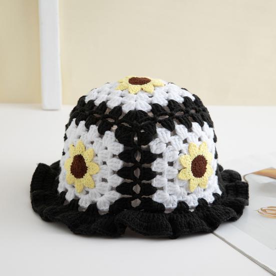Мультяшная шерстяная шапка с аппликацией в виде вишневого гриба, вязаная шапка, полая, конфетного цвета, детский головной убор, ведро