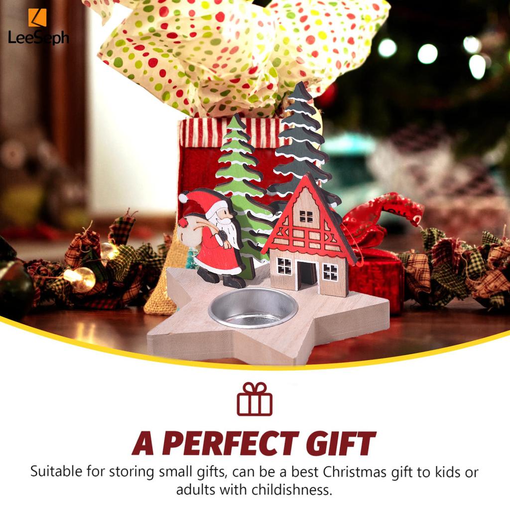 Рождественский деревянный подсвечник Leeseph, праздничный декор стола, забавные рождественские подарки, идеально подходит для украшения рождественского стола
