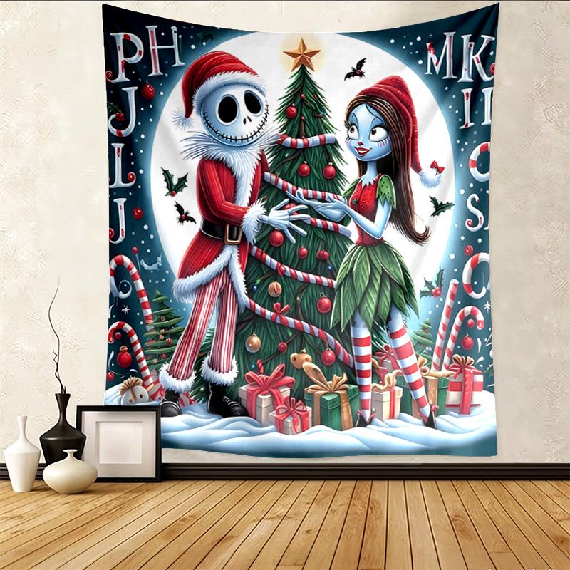 Nightmare Christmas Pattern Tapestry Wall Hanging Boho Aesthetic Wall Blanket For Bedroom Living Room Dorm Home Wall Decor 1012596