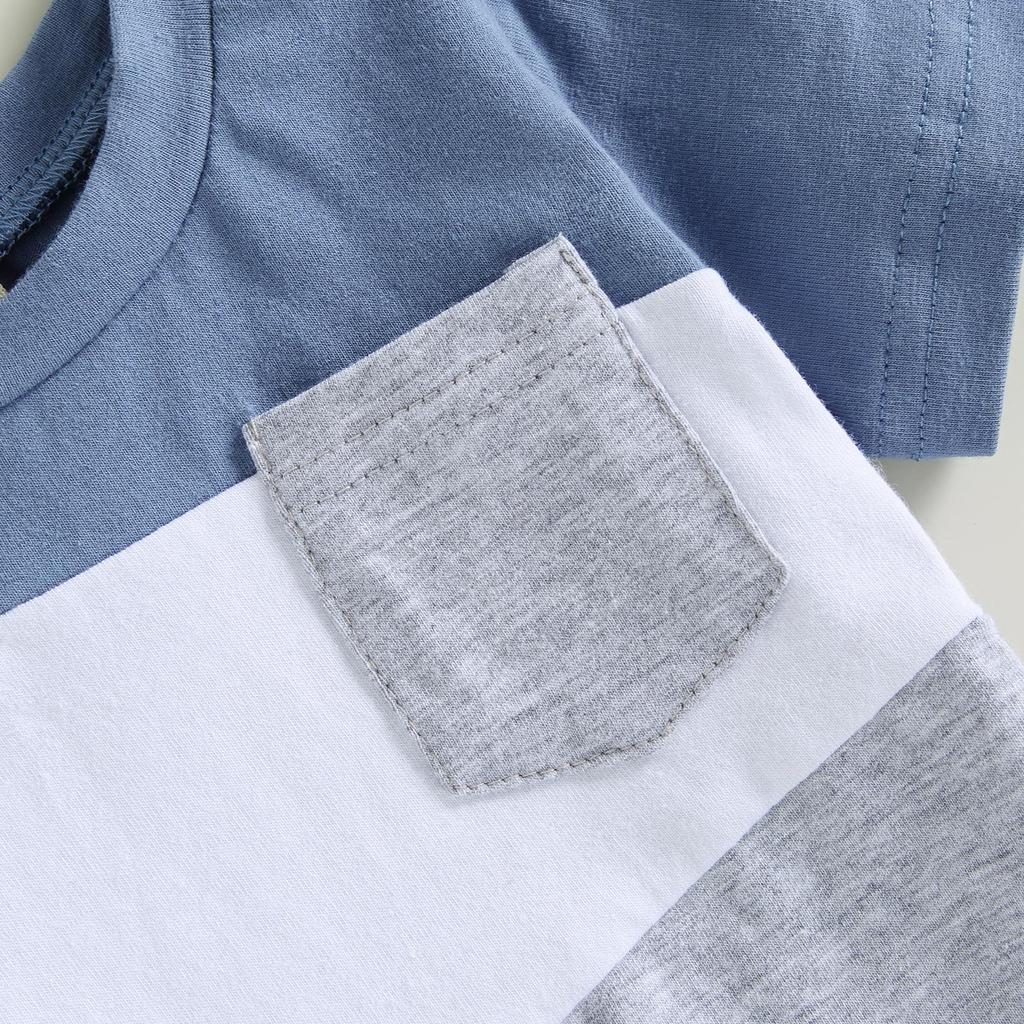 Комплект одежды для маленьких мальчиков, футболка контрастного цвета с короткими рукавами, топы, шорты с эластичной резинкой на талии, милый летний наряд для новорожденных