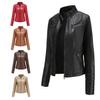Women's European & American Spring/Autumn Leather Motorcycle Jacket - Stylish Short Design