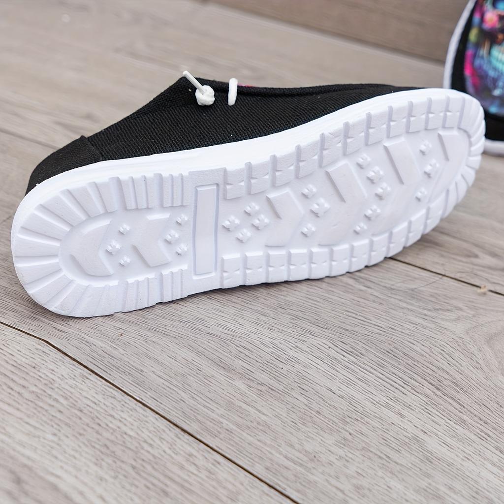 Женские парусиновые туфли с рисунком черепа, легкие прогулочные туфли с мягкой подошвой, туфли на Хэллоуин с круглым носком