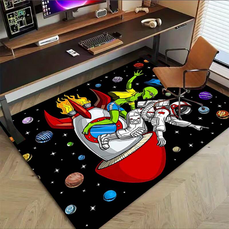 1PC space adventure astronaut alien Anti-slip carpet, suitable for Office, bedroomand playrooms. It can also be used as a sofa footrest cover-W63