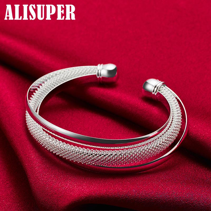 925 Sterling Silver Fashion Jewelry Large Reticulated Bracelet Jewelry