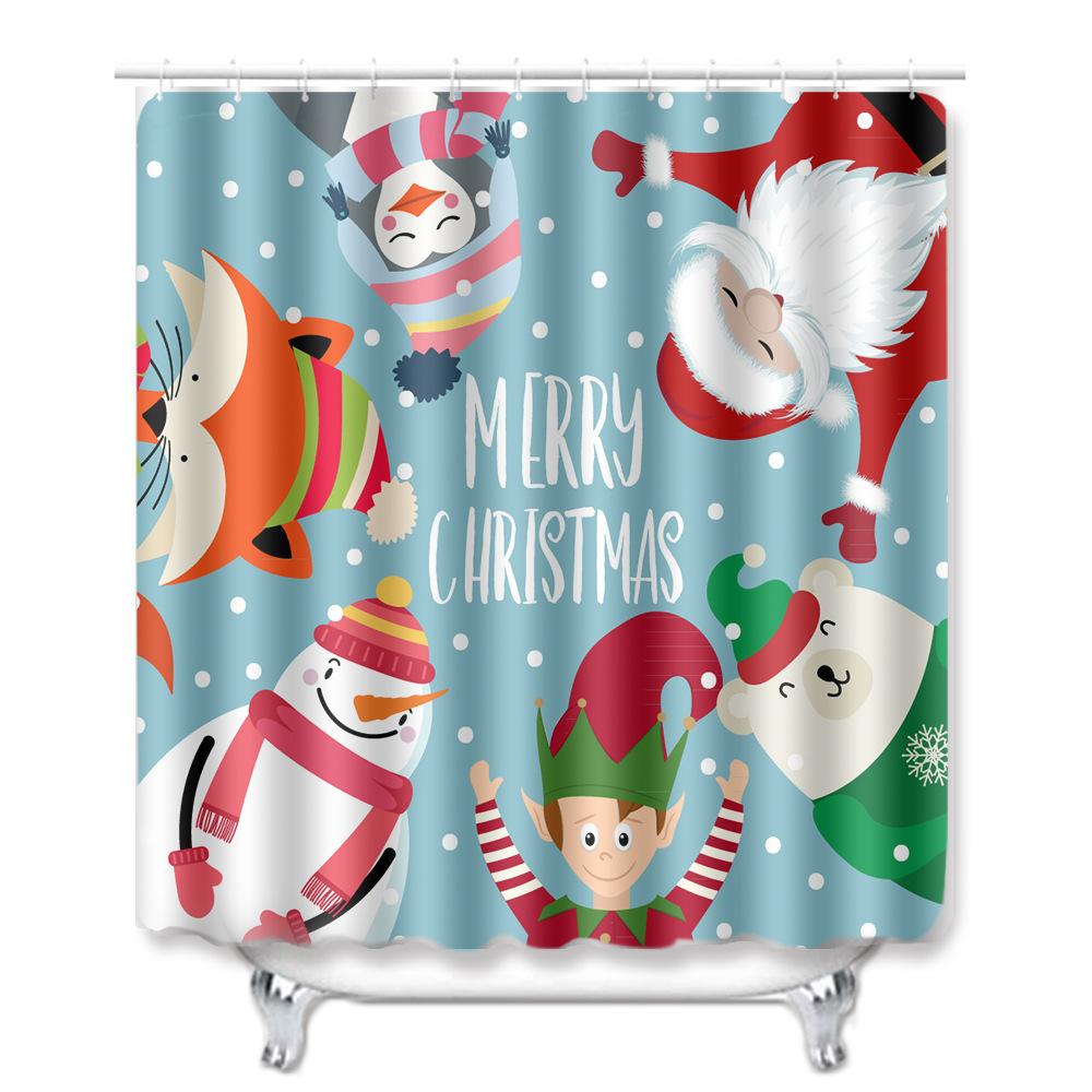 3D Цифровая печать Рождественская Водонепроницаемая Занавеска для душа Четыре предмета Коврик для ванной Нескользящий Коврик для двери Спальня Гостиная Коврик для пола Ковер