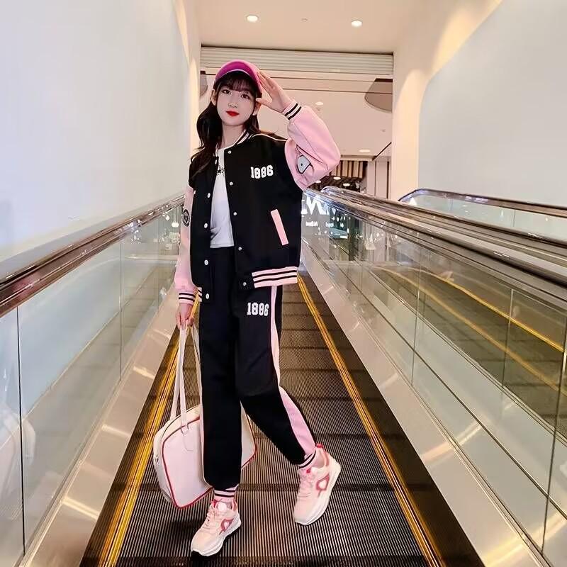 Девочки Весенне-Осенний Модный Костюм: Модные блейзеры и спортивная одежда для детей