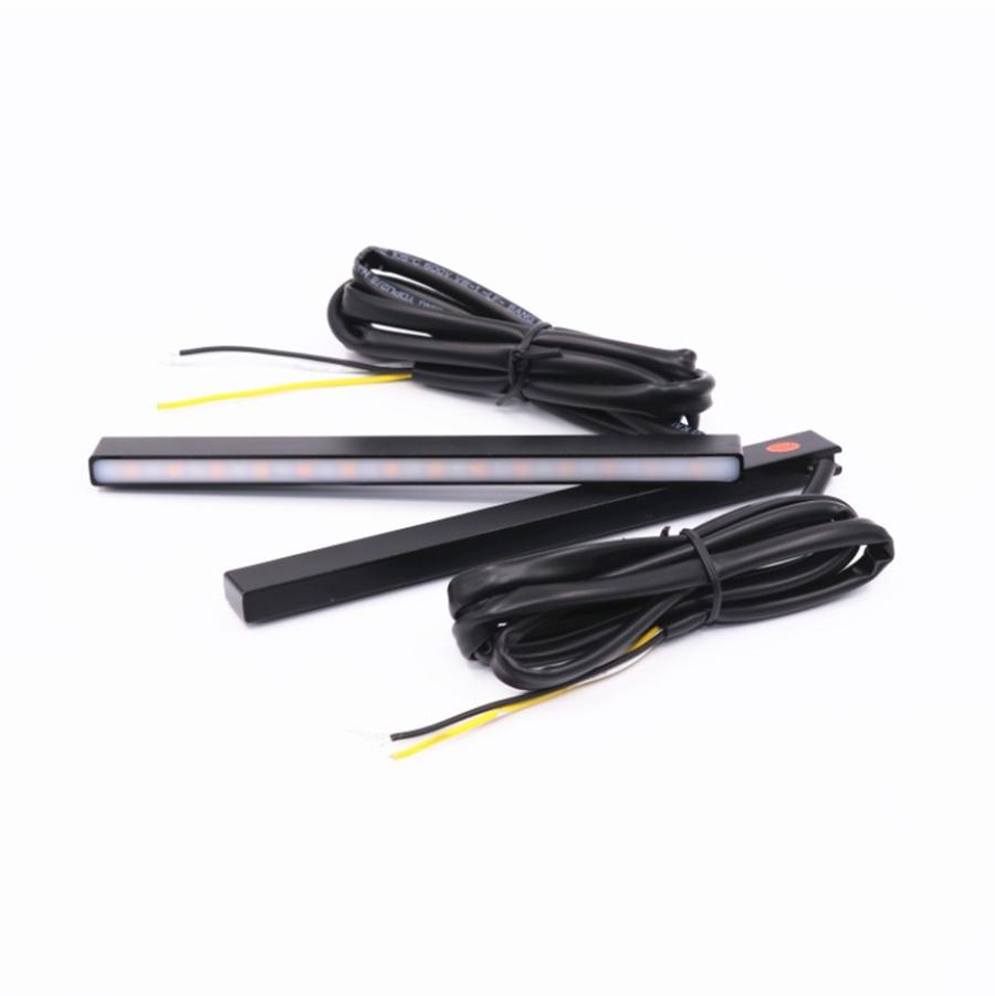 2x Red/Amber Switchback Flowing LED Car DRL Brake Stop Turn Signal Light Strips