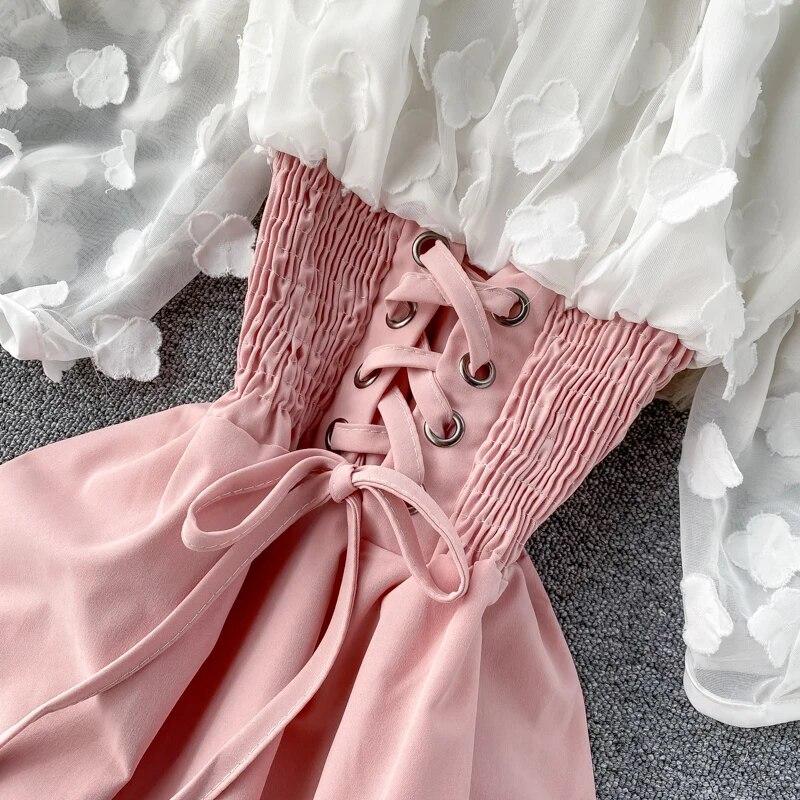 Летнее короткое платье с открытыми плечами в стиле пэчворк, праздничное шифоновое платье с тонкой талией и шнуровкой, женское повседневное пляжное платье трапециевидной формы