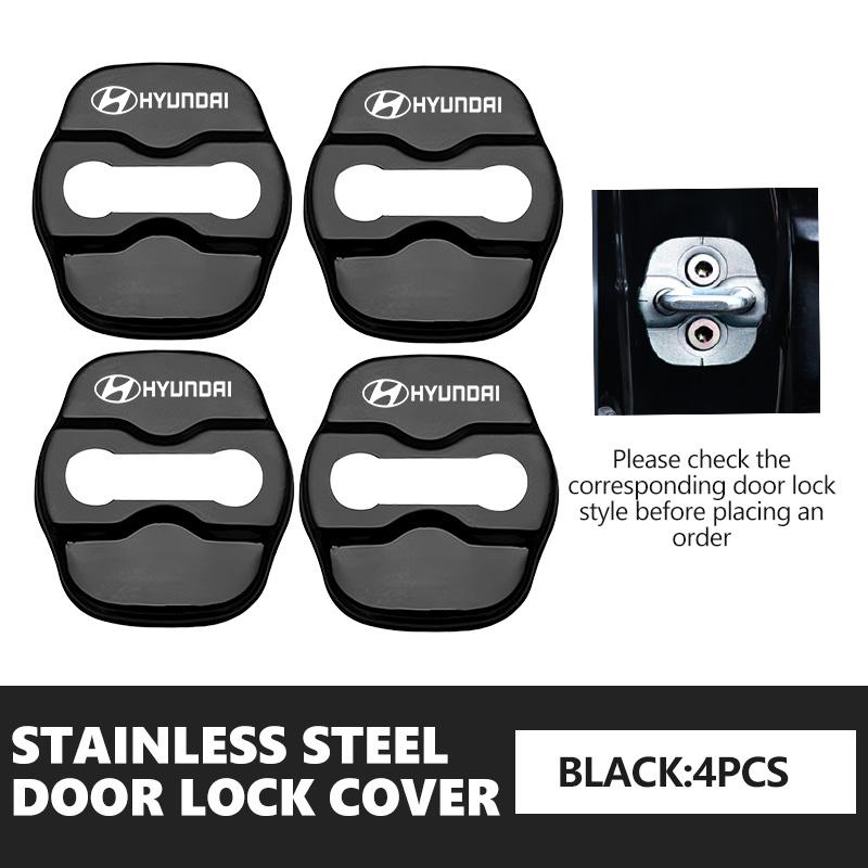 Stainless Car Door Lock Buckle Trim Cover Protector Rust Accessories For Hyundai i30 i20 i10 i40 Tucson Kona Sonata Veloster hrd9