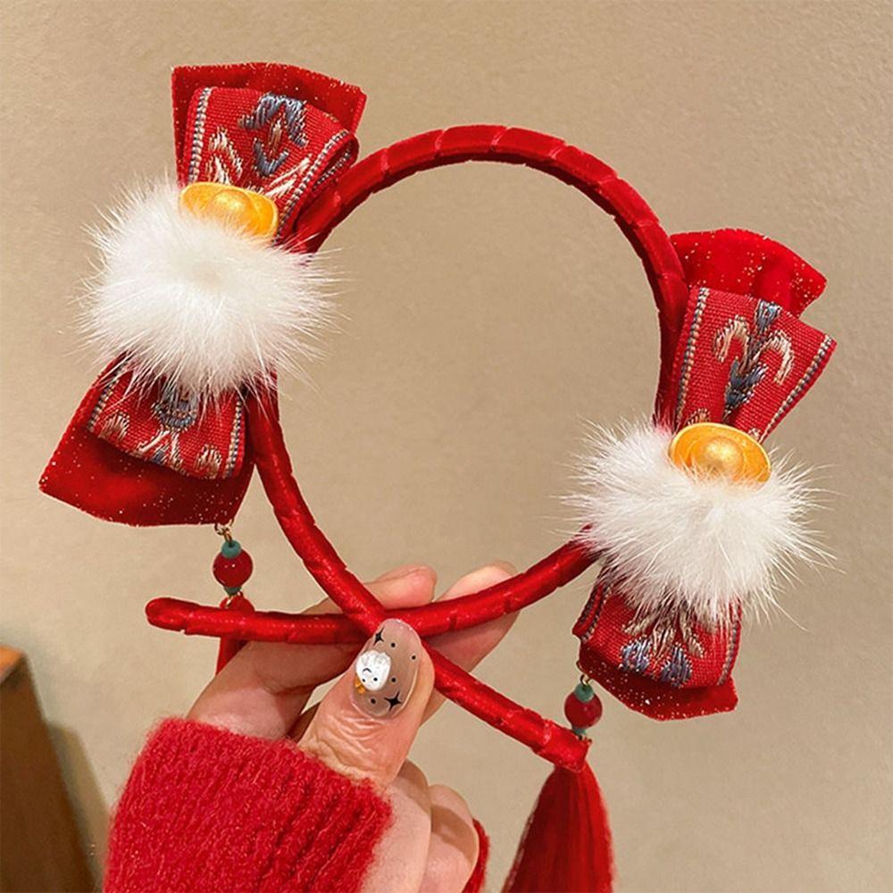 Головной убор с кисточками, китайский новогодний головной убор, косичка для волос, палочки для волос Hanfu, детский парик, повязка на голову, дети