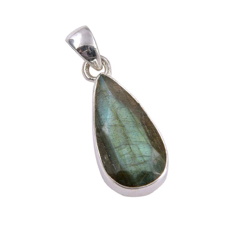 Natural Labradorite Gemstone 925 Solid Sterling Silver Gift Pendant 1.25" E3o06