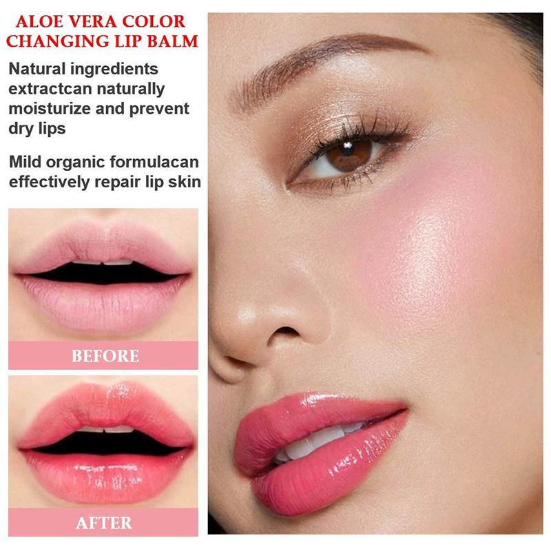 Aloe Vera Color-Changing Lipstick Long-Lasting, Moisturizing, Temperature-Activated Lip Balm, Fade-Resistant Nourishing Lip Care