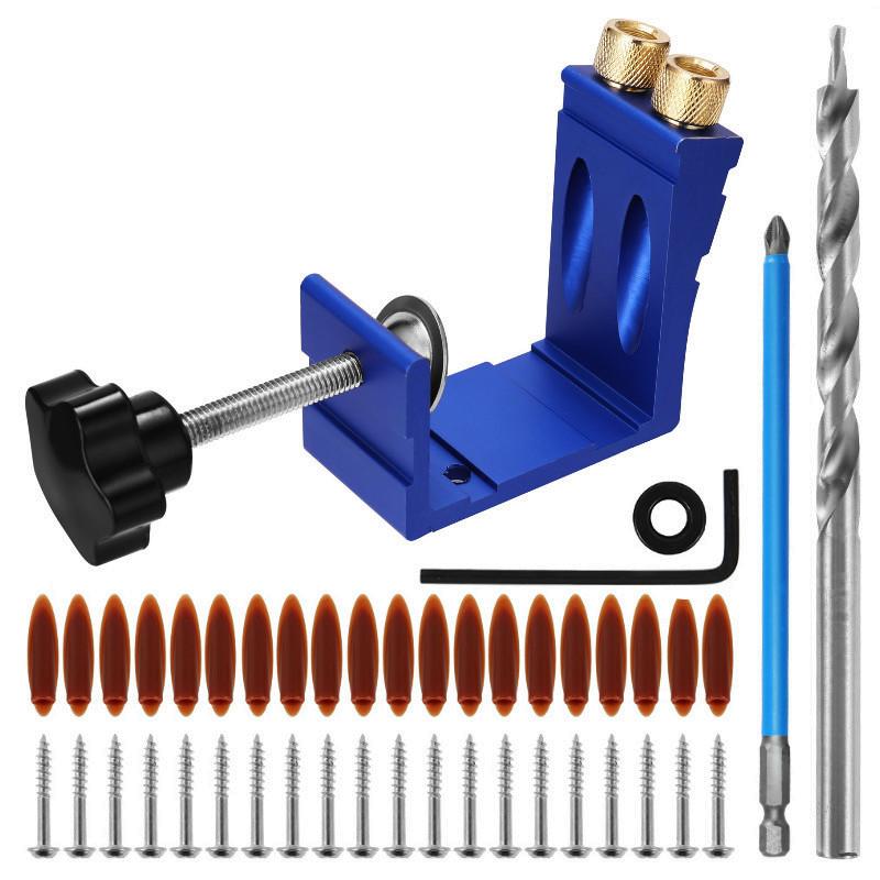 47 шт. Локатор косых отверстий Деревообрабатывающий позиционер Сверла Набор приспособлений для карманных отверстий Набор направляющих для сверления под углом 15 градусов Столярные инструменты