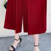 Сплошной цвет, эластичная талия, широкие брюки, женские летние повседневные свободные брюки с высокой талией, большие размеры