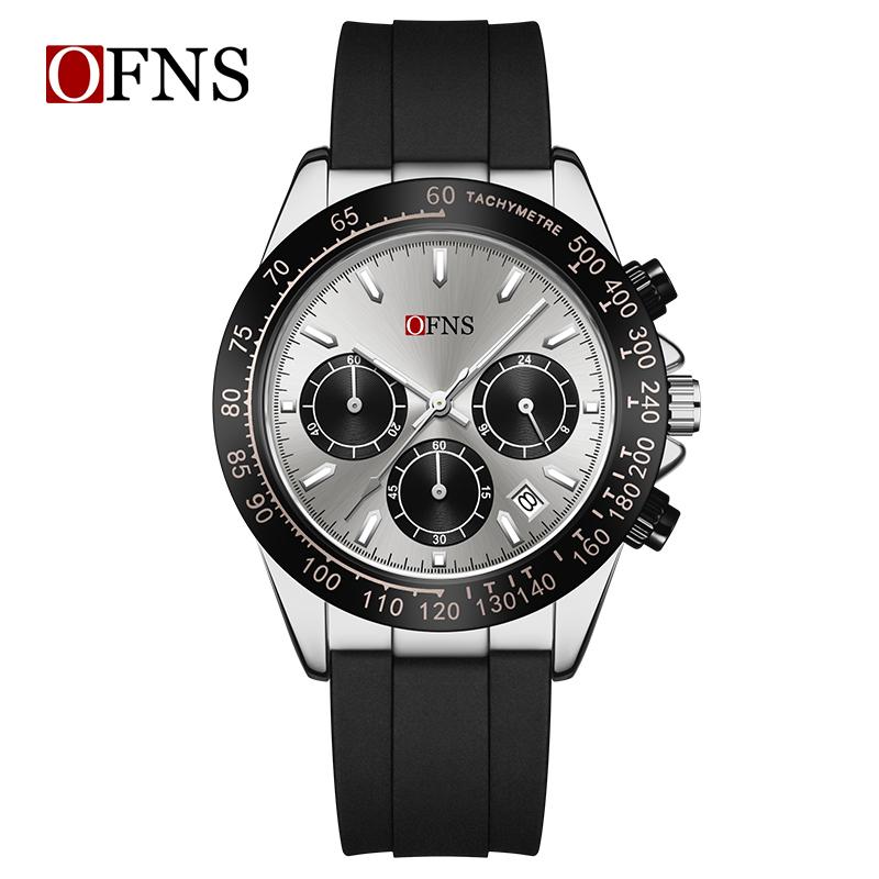 Роскошные мужские кварцевые часы, многофункциональные, три очка, шесть стрелок, хронограф, водонепроницаемые, ночник, мужские кварцевые часы