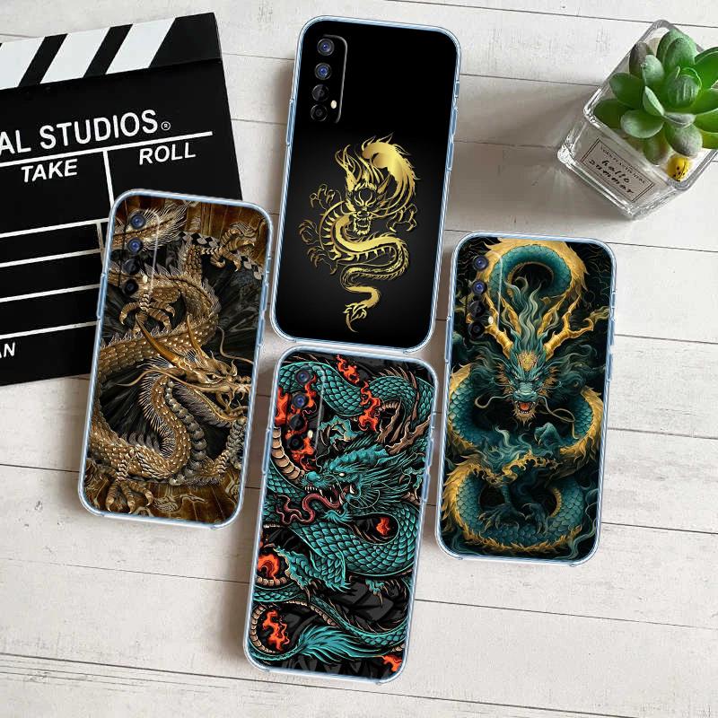 QE7 Chinese Dragon Transparent Phone Case for Samsung Galaxy A04 A04S A14 A23 A34 A54 M23 M33 M52 M53