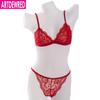 Artdewred Bralette Wire Free Bra Set Thin Triangle Cups Bra and Panty Set Lingerie Underwear Women