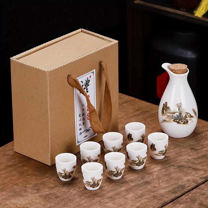 1 Set Ceramic Sake Set Japanese Sake Cup Include 1 Pot And 6 Cups Porcelain White Liquor Pot Traditional Ceramic Crafts Saki Cups For Home Sushi Shop