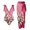 New Vintage Ethnic Print Women's One Piece Swimsuit Two Piece Sheer Skirt Conservative Push Up Padded Swimwear Beachwear