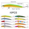 Fishing Lures 10pcs 12CM Artificial Fishing Bait Minnow Lure Treble Hooks Life-like Crankbaits Lures