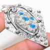 Natural K2 Blue Azurite, White Topaz 925 Sterling Silver Pendant 2.88" t1R73